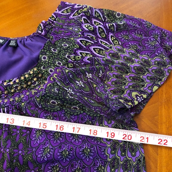 Apt.9 Design Sheer n Beaded Overlay Purple Blouse - Picture 7 of 8
